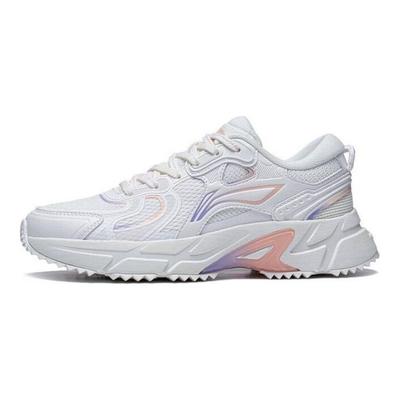 Кроссовки Li Ning Shiguang из искусственной кожи в стиле ретро с нескользящей износостойкой дышащей тканью и низким верхом для бега для женщин ARXT008-1