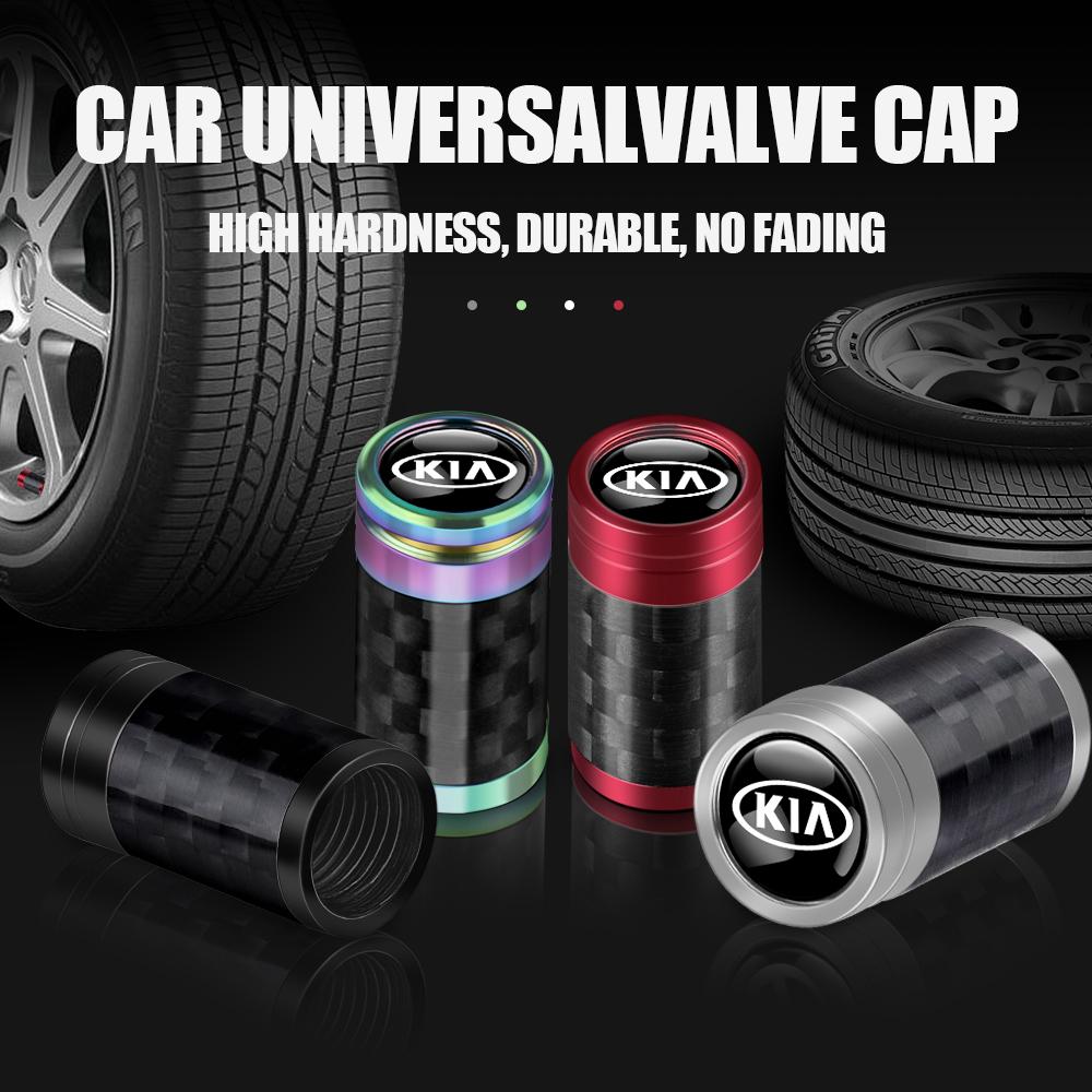 AABIY1 4Pcs Carbon Fiber Car Wheel Tire Valve Stem Air Cap Accessories For KIA Ceed Sportage Rio K5 Optima Cerato Proceed Venga Sedona