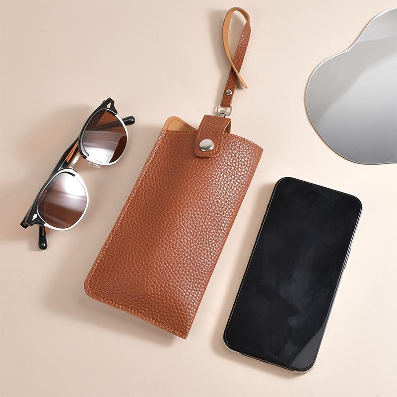 Luxury Women'S Eyeglass Case Leather Soft Holder Pocket Cases Slim Travel Pouch For Sunglasses Eyeglasses Eyewear With Lanyard