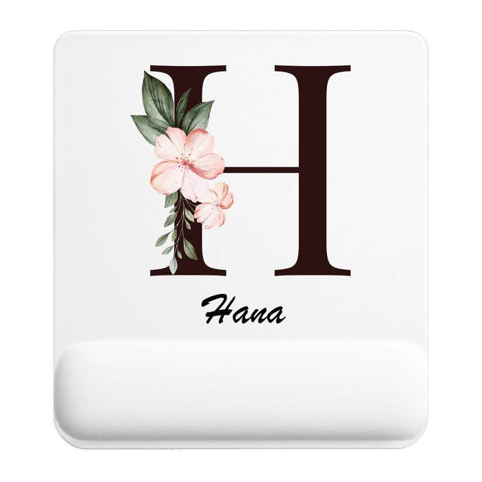 Tapis de souris - PLANETEE - Hana Lettre Fleur - 22x18 cm - Surface lisse antidérapante - Épaisseur 3 mm
