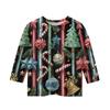 Children's 3/4 Sleeve Round Neck Top Christmas Tree Printed Everyday Casual Top