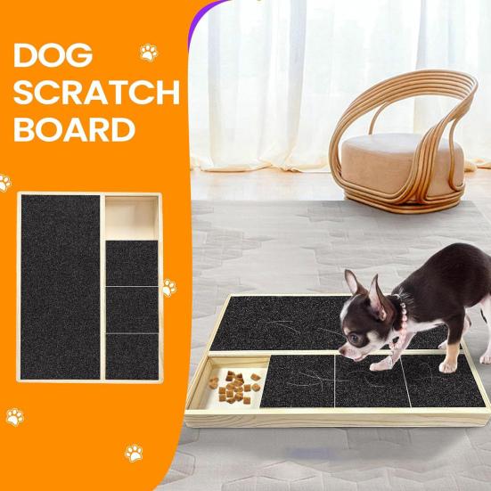 Когтеточка для собачьих когтей с коробкой для лакомств, деревянная подкладка для хранения домашних животных с коробкой для хранения закусок, съемная подкладка для царапания лап для дрессировки собак