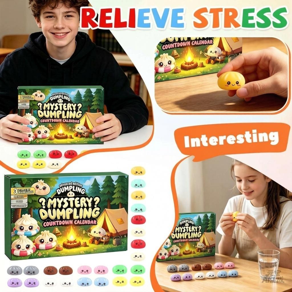 Mystery Countdown Calendar Christmas Advent Calendar Steamed Bun Squishy Toy Figures 24 Days Surprise Box Holiday Gifts for Kids