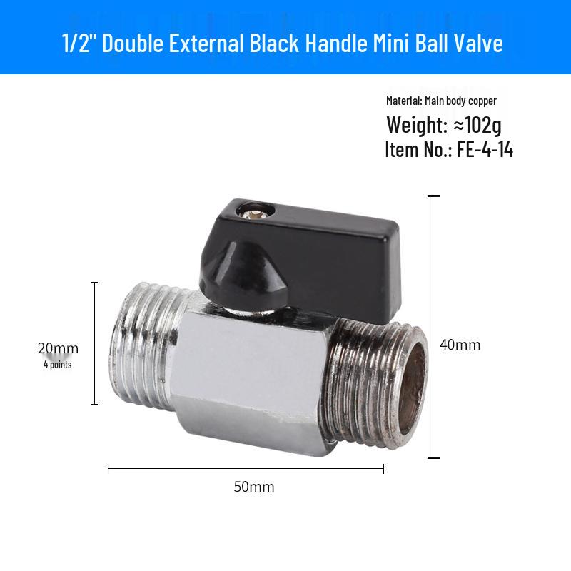 Super Short Mini Brass Ball Valve, 1/8" - 1/2" Thickened Male & Female Valve Switch