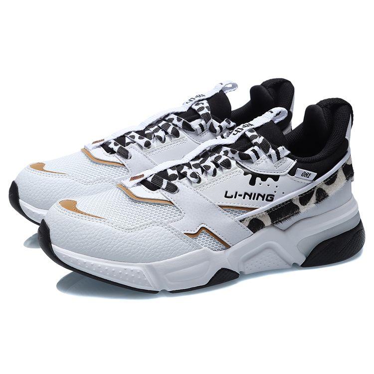 Li Ning 001 Shock Absorbing Non-Slip Wear-Resistant Low-Top Running Shoes Women Sneakers White Black AGCR032-4