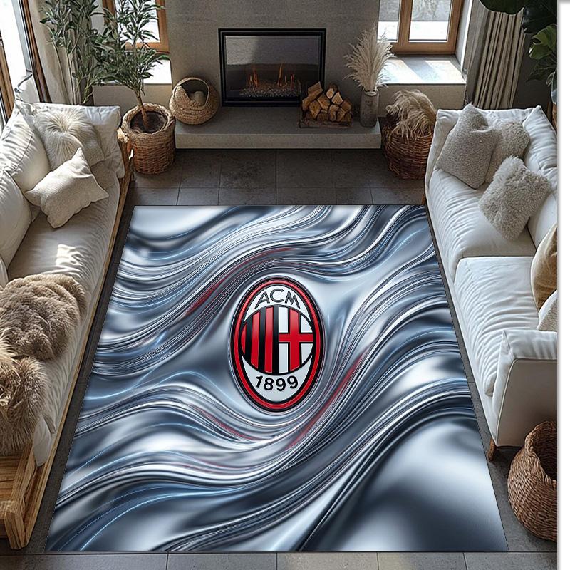 Фланелевый ковер с принтом AC Milan, нескользящий, мягкий, из полиэстера, для пола, декоративный коврик для спальни, гостиной, дивана, игровой комнаты, домашний декор