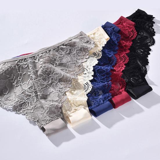 Lace Thongs for Women Sexy G-String Underwear Seamless T Back Low Waist Panties Ice Silk Comfy Briefs