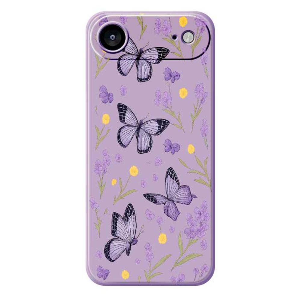 Для iPhone 17 Air Чехол Фиолетовый Принт Бабочек Прямой Край ТПУ Задняя Крышка Телефона