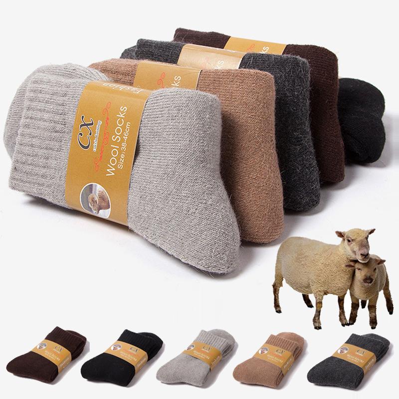 Winter Warm Women Socks Wool Male Men Socks Super Thicker Solid Socks Merino Socks Against Cold Snow Terry