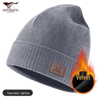 Мужская зимняя вязаная шапка-бини Septwolves