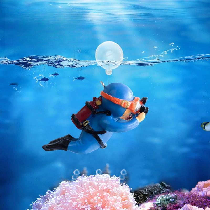 Мини-фигурка аквалангиста, фигурка аквалангиста в действии, украшение для аквариума, искусство, креативные ландшафтные аксессуары для аквариума