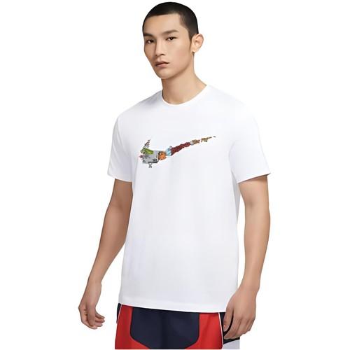 Nike Мужская белая футболка с большим принтом-логотипом в мультяшном стиле