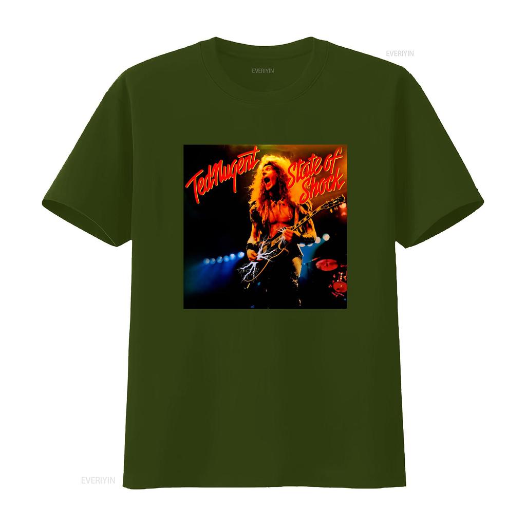 Ted Nugent State Of Shock Vintage Rock Band T Shirt 90s Style Black Rare Double Sided Sizes S 5XL F030 vintage Washed fashion