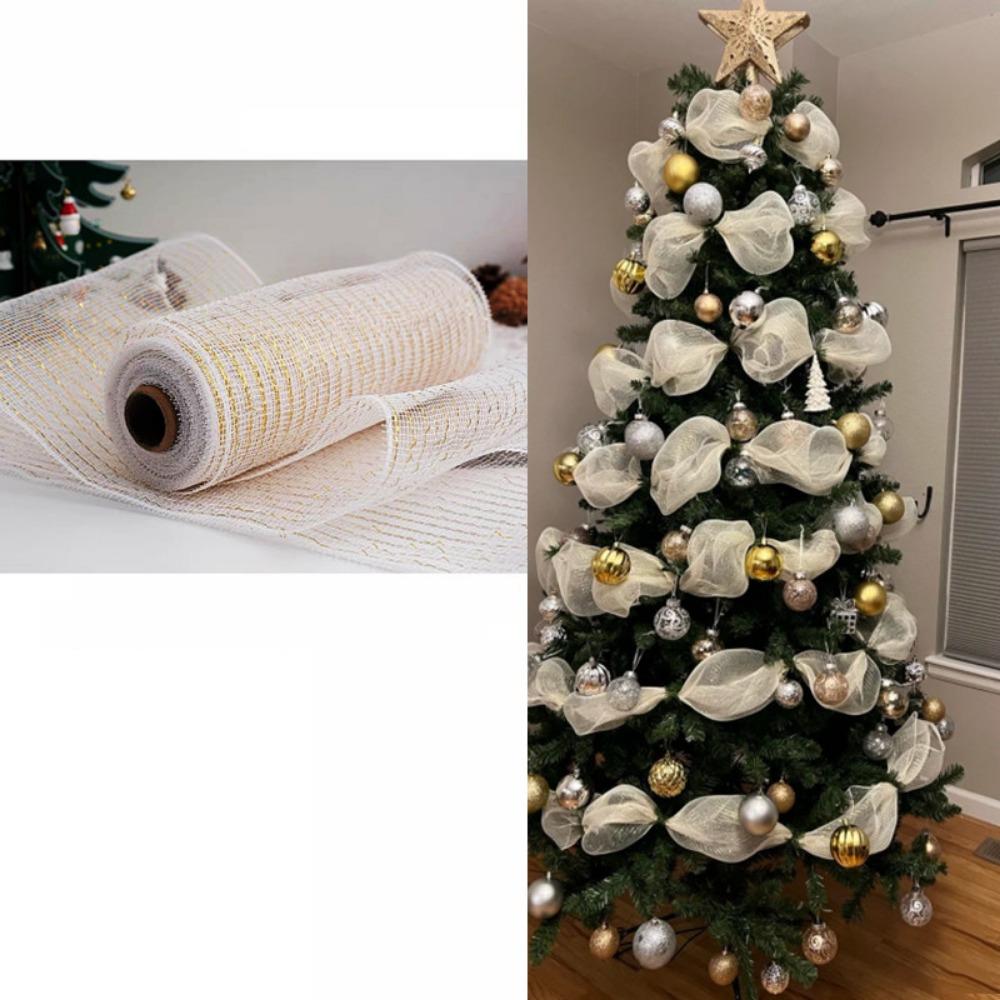 Сделай сам Крафт Рождественское украшение Сетка Лента Рождественский Цветок Венок Сетка Украшение Рождественской Елки