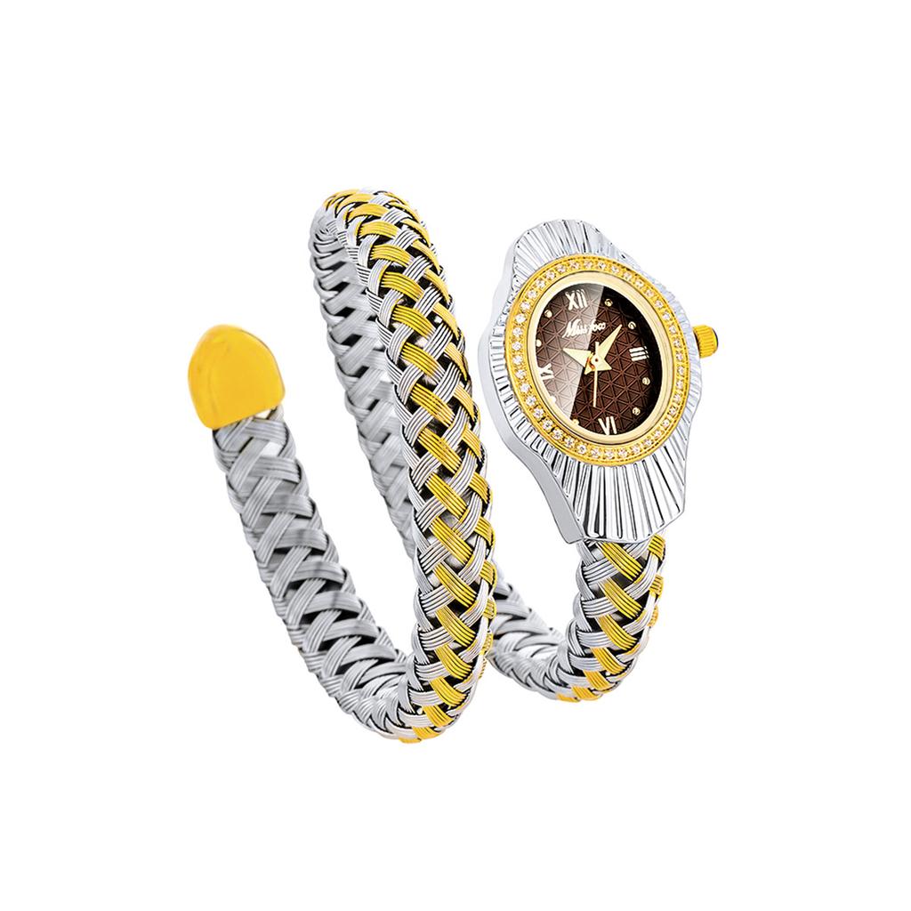 MISSFOX Luxury Women Diamond Quartz Watches Fashion Ladies Stainless Steel Snake Shaped Wristwatch Women's Clock Relógio Feminino