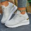 Fashion Women's Lightweight Wedge Sneakers Thick Sole Breathable Running Sports Shoes Woman Plus Size Fashion Lace Up Platform Sneakers