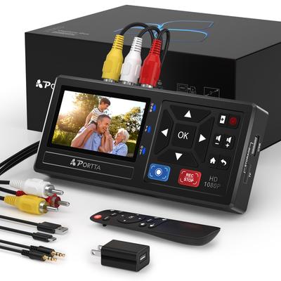 Portta Video Capture VHS Data Converter Видео Видео Цифровая машина Цифровое хранилище Видеокассета Кассета Дубляж Мини-издание Видеомагнитофон VHS Кассета AV