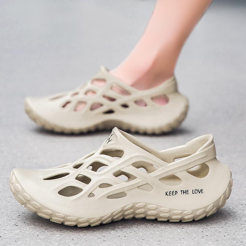 Летние мужские сандалии, легкая мужская повседневная обувь из ЭВА, обувь с дырочками, сабо для влюбленных, домашний сад, уличные мужские пляжные тапочки на плоской подошве, большой размер