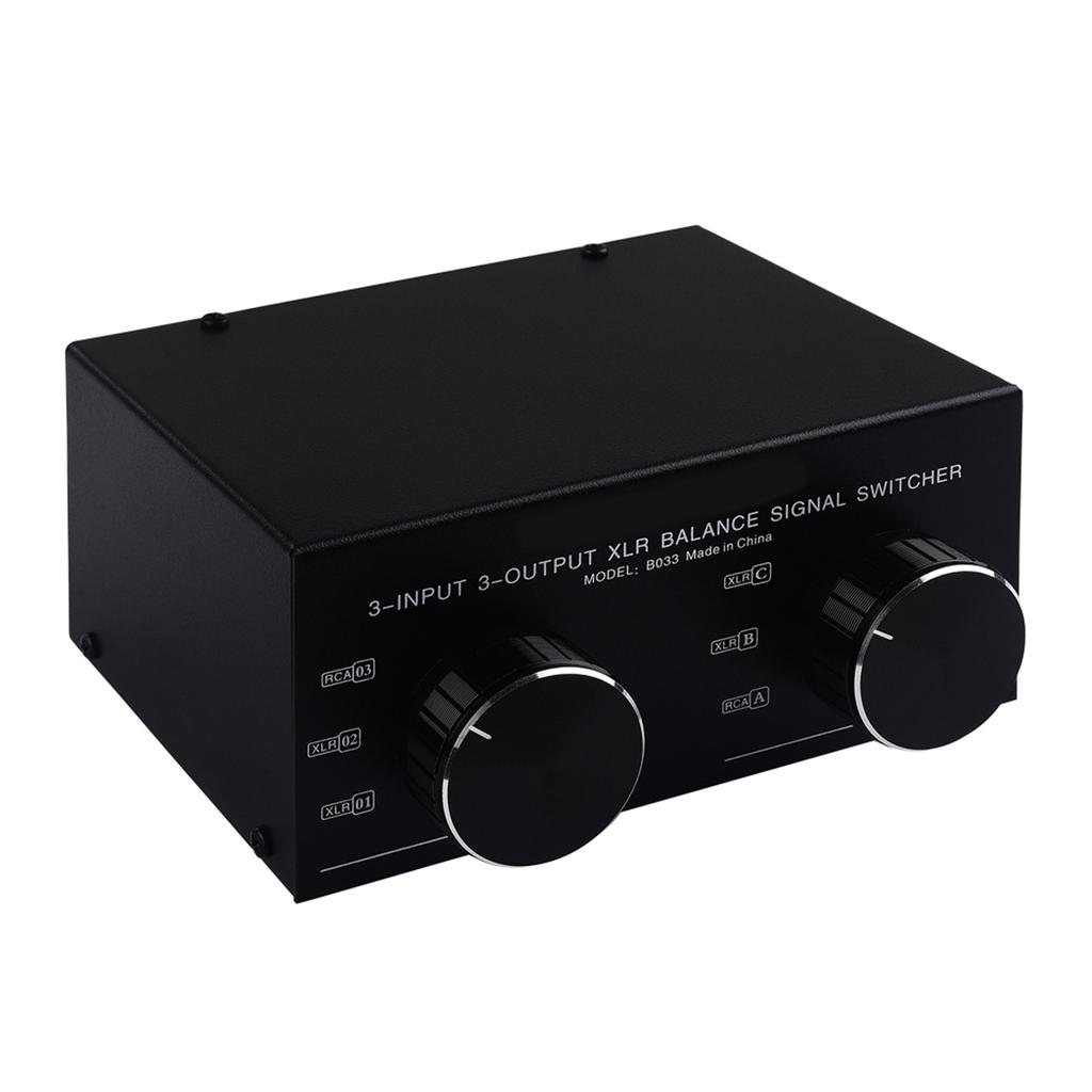 3 входа на 3 выхода Полностью балансный XLR-сигнал Пассивный стерео селекторный переключатель Переключатель   Балансный XLR на небалансный RCA