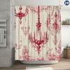 Красная шторка для душа с принтом Toile de Jouy, Прочный полиэстер, Легко чистить, для декора ванной комнаты и окна