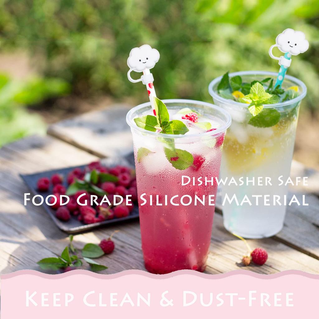 HIUSITY 7 шт., чехол для соломинки, силиконовый чехол для стакана Stanley Cup с ручкой, 40 унций, симпатичный чехол для соломинки в виде облака, пылезащитный многоразовый чехол для соломинки