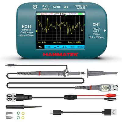 HANMATEK HO15 Портативный цифровой осциллограф 50 МГц TFT USB-сигнал Портативный для полевых работ - Полоса пропускания, Высокоточная выборка 200 Мвыб/с, 2,8-дюймовый