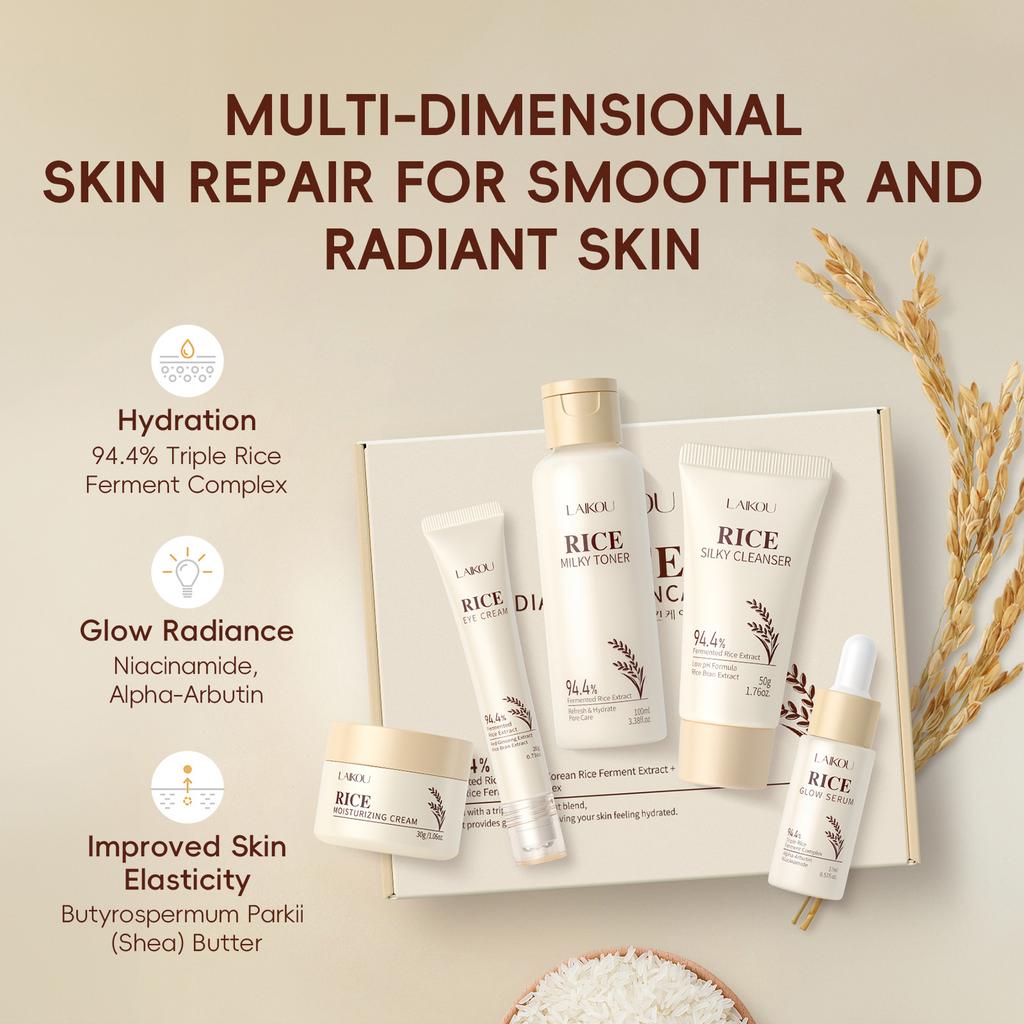 Laikou Rice Five-Piece Set Moisturizing Cream Nourishing Plant Extract Facial Skincare Set
