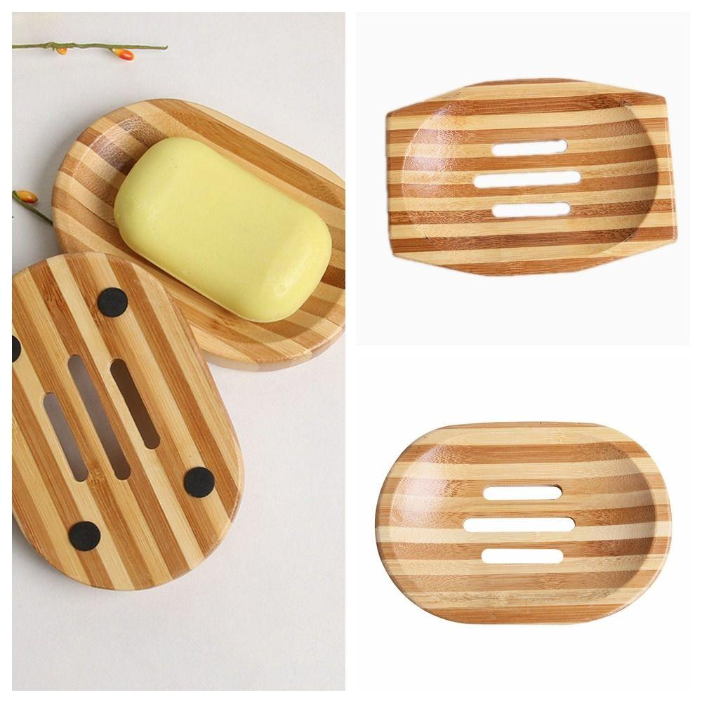 Square Drainer Bamboo Soap Holder Durable Soap Tray Home