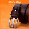 Elegant Leather Belt For Men With Alloy Pin Buckle And Artful Geometric Details