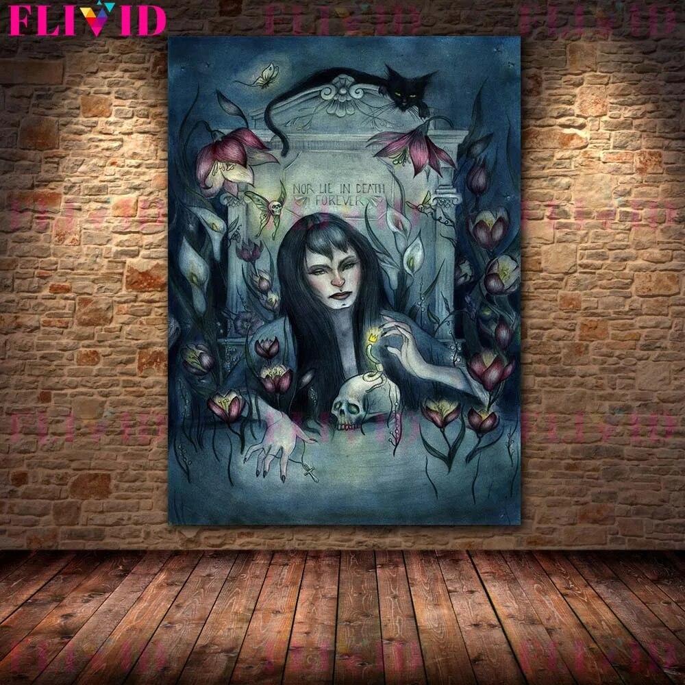 Mushrooms And Blossom Of Death Gothic HorrorArt Wall Art Canvas Painting Witch,Witchcraft Abstract Art Poster And Print Decor No Frame