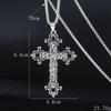 Summer Black Rhinestone Cross Jesus Pendant Choker Necklace for Women Punk Vintage Double Layers Chain Neck Boho Jewelry