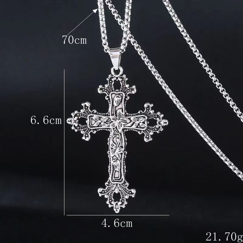 Summer Black Rhinestone Cross Jesus Pendant Choker Necklace for Women Punk Vintage Double Layers Chain Neck Boho Jewelry