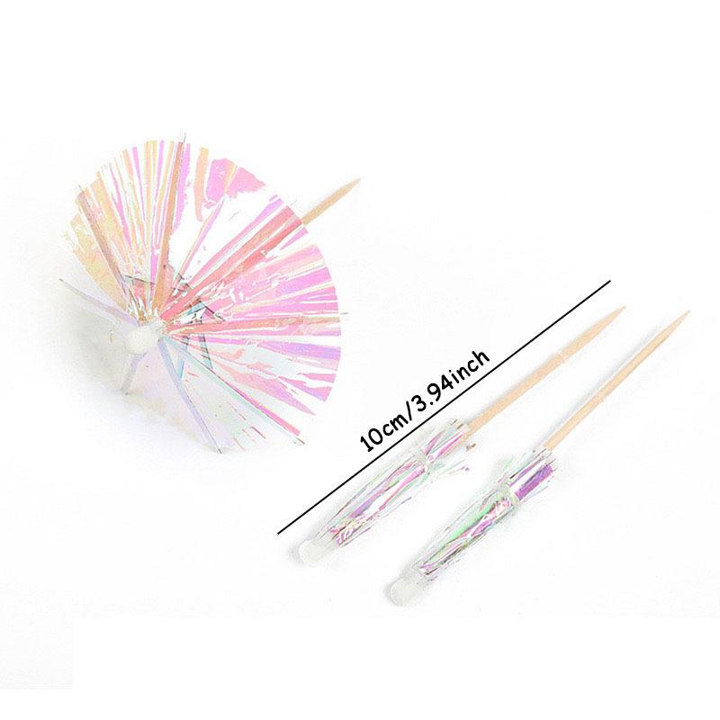 10pcs Drink Fancy Laser Umbrella Toothpicks Summer Beach Cocktail Toothpick Lovely Cupcake Topper Wedding Birthday Party Decor