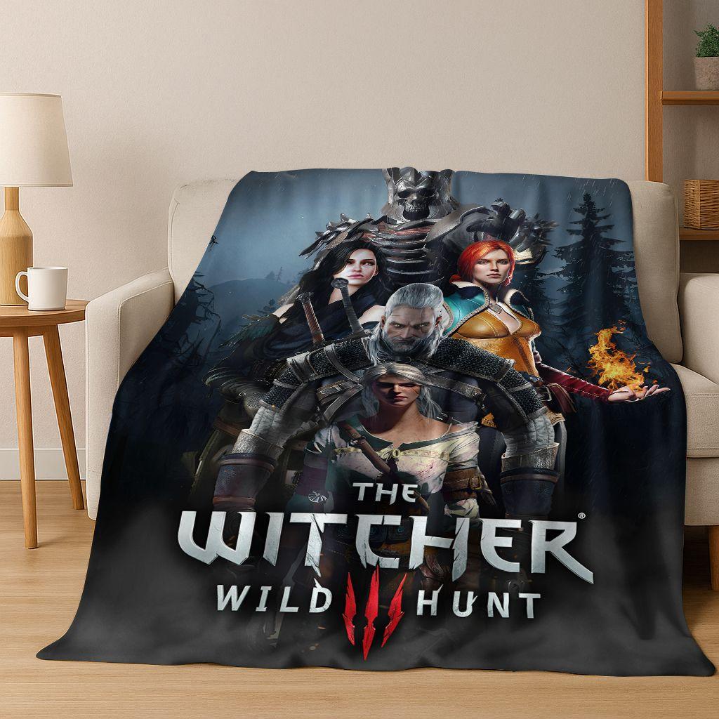 3D The W-Witcher Геральт Игры Мультяшное Фланелевое Одеяло, Теплое и Уютное Мягкое Плед для Дома Спальни Кровати Дивана Покрытие Детский Подарок
