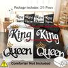 Black White King Queen Crown Design 3D Printed Quilt Cover Soft Comfortable Bedding Cover Home Textiles Duvet Cover Pillowcases