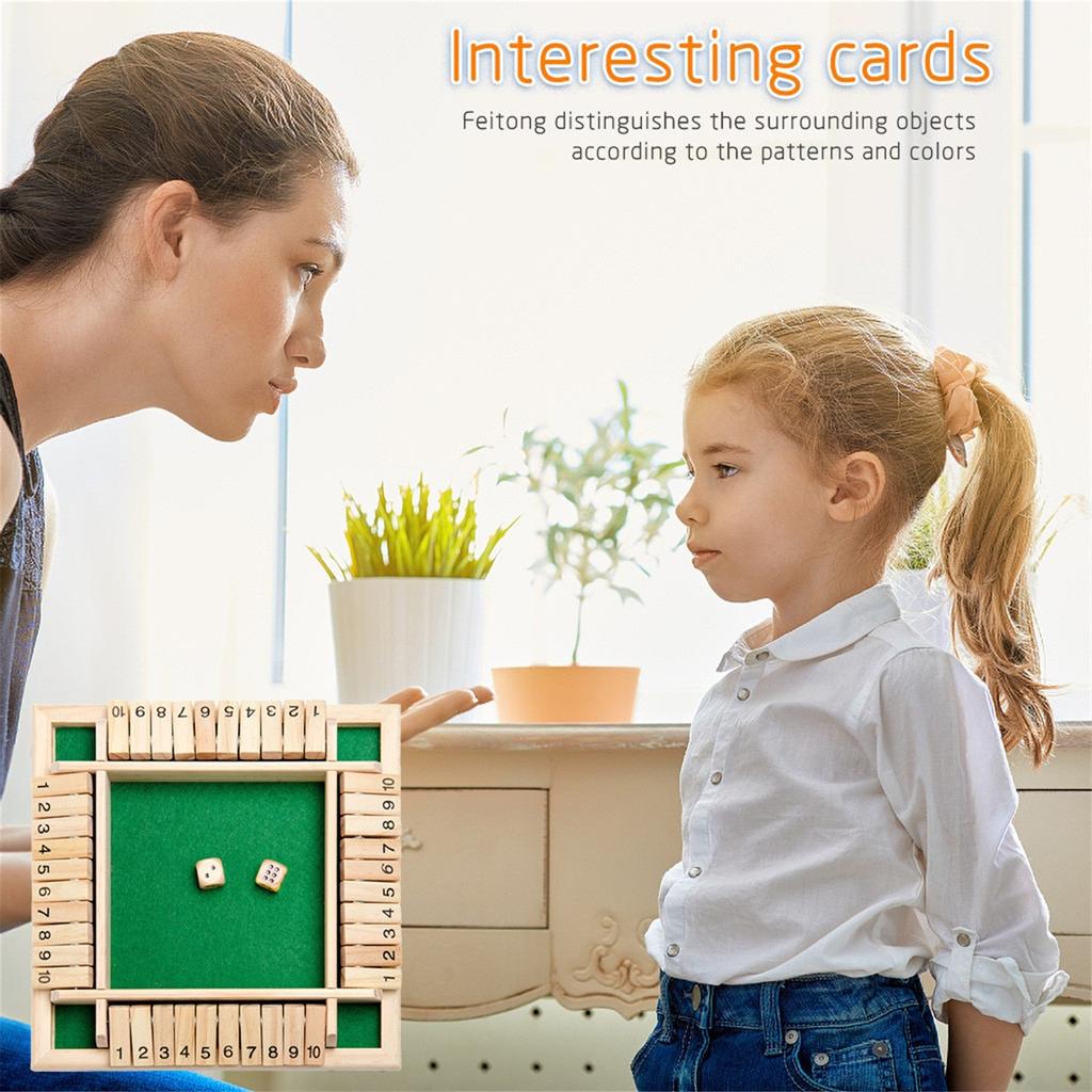 Shut The Box Wooden Mathematic Traditional Pub Board Dice Game Travel 4 Players