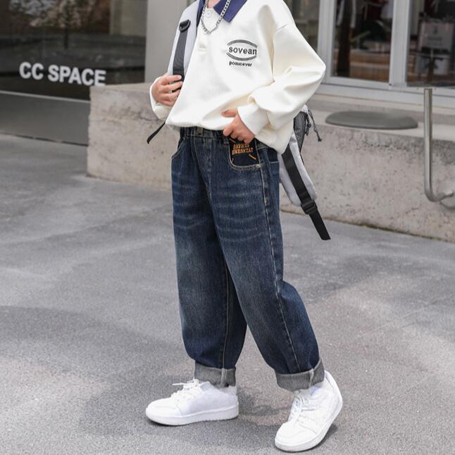 Джинсы для мальчиков Свободные брюки Корейские брюки Повседневные детские джинсы