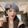 Осень новая нишевая клетчатая беретка с пуговицей женское лицо маленькая облачная шляпа художника модная с высоким чувством