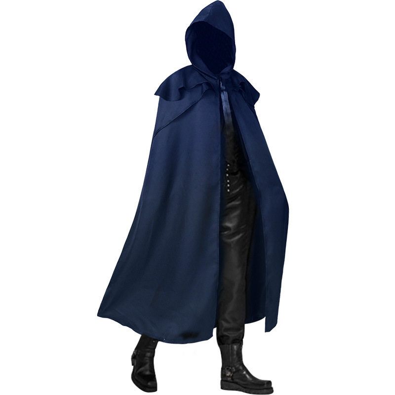 Medieval Hooded Coat Gothic Trench Coat Halloween Devil Wizard Death Cloak Robe Cape