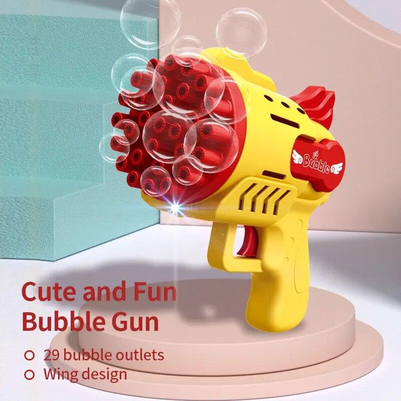 Light-Up Bubble Gun - 29-Hole Gatling Blaster For Boys & Girls 6-14 Years Old(Batteries & Bubble Liquid Not Included)