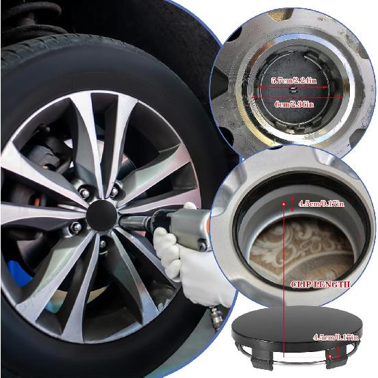 4 Pcs Hub Caps, 60Mm Wheel Center Caps Rim Hub Replacement Center Covers Universal ABS Snap In Wheel Center Hubcaps Plastic Polished Surface For Rims