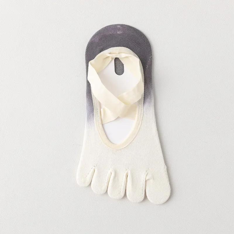 Носки для йоги с пятью пальцами, дышащие, с открытой спиной, бандажные, балетные, пилатесные, женские, профессиональные, силиконовые, нескользящие, танцевальные, спортивные носки