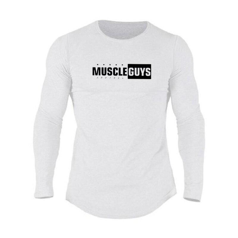 Muscleguys Осенне-зимняя мужская спортивная эластичная футболка с длинным рукавом для бега, фитнеса и тренировок