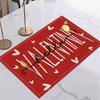Valentine's Day Heart Table Mat Cartoon Gnome Rose Romantic Placemat for Romantic Date Love Party Valentine's Dinner Home Decor