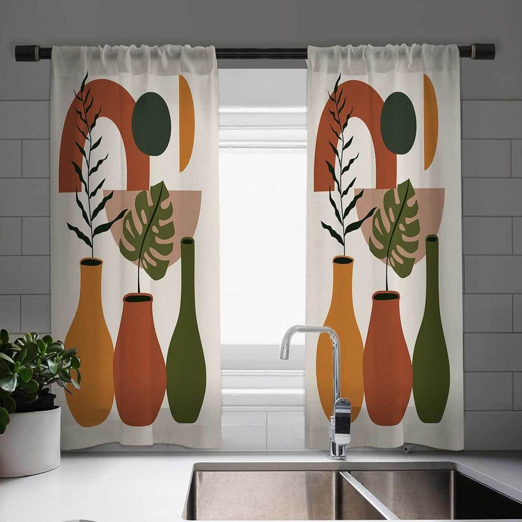 2-панельная занавеска с принтом тюльпанов, занавеска с фламинго, занавеска с подсолнухами для спальни, гостиной, кухни, жалюзи, оконные шторы