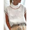 Women's Fashion Casual Summer Spring Rhombus Print Short Sleeve Half Turtleneck Blouses & Shirts