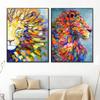 Nordic Colourful Animal Canvas Painting Oil Painted Lion On Wall Art Poster Aesthetic Print Picture High Quality for Home Decor