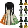 Women's Fashion Crew-neck Casual Slim-fit St. Patrick Print Long-sleeved Dress