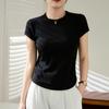 Pure Cotton High-end Short-sleeved T-shirt for Women's Summer New Curved Slim Body Top Shirt