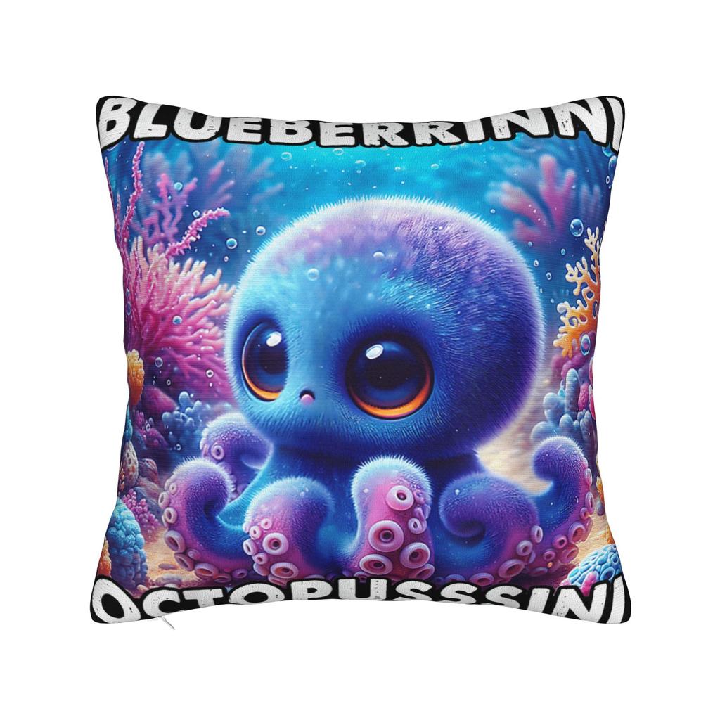 Blueberrinni Octopussini - Итальянские Подушки с Мемом 'Мозговая Гниль' Современная Наволочка Для Офиса Автомобиля Домашний Декор Мягкая Наволочка